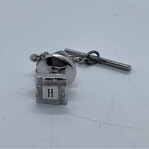 Monogram 'H' Silver T-Bar Tie Tack Estate Find